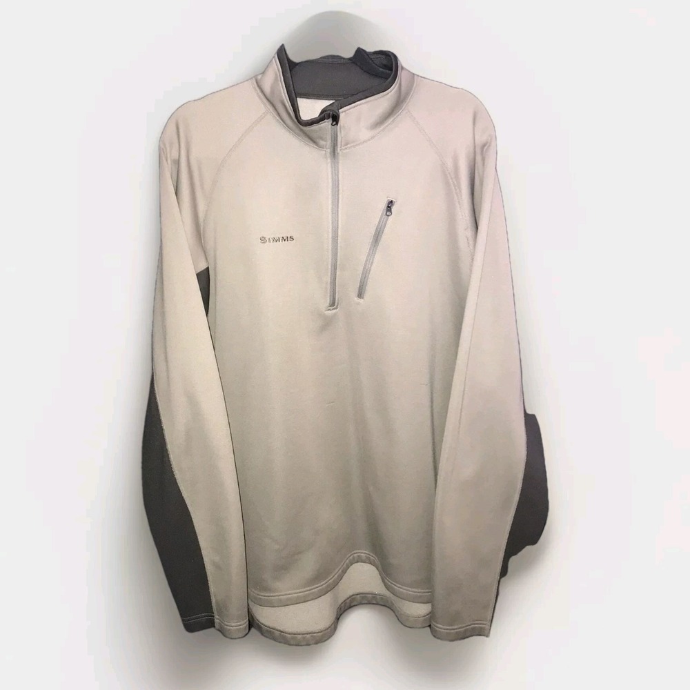 Simms Fishing Mens XL  1/4 Zip Fleece Pullover Outdoors‎ Gun Metal Grey Black